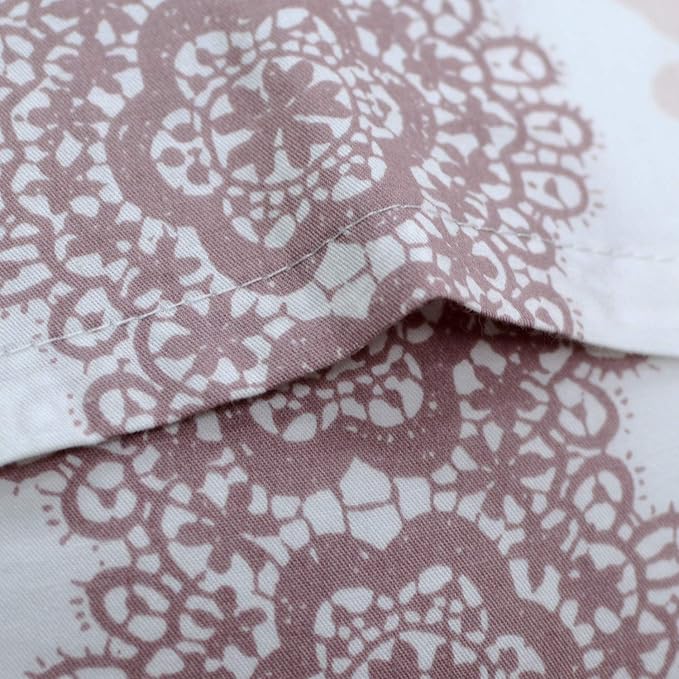 FADFAY 3 Pieces Twin Size Pink Rose Floral Duvet Cover Set 100% Cotton Girls Women Bedding Sets with Hidden Zipper Closure (1 Duvet Cover, 2 Pillowcases)