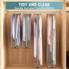 Clear Garment Bag for Hanging Clothes 10” Gusseted, 40&60” Suit Bags for Open Closet Storage Plastic Clothes Cover for Coat, Dress, Shirts, Fur, Jacket, Wardrobe Protectors, 4 Pack