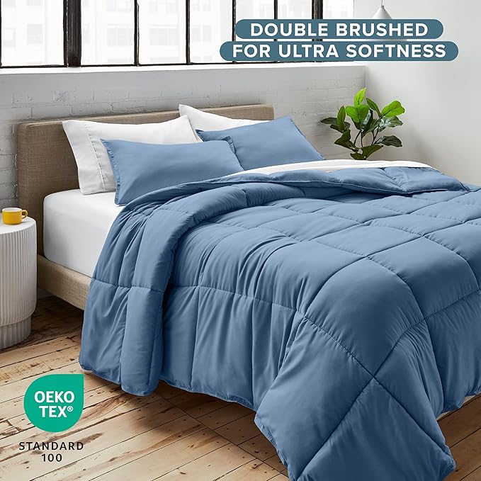 Bare Home Comforter Set - Oversized King Size - Ultra-Soft - Goose Down Alternative - Premium 1800 Series - All Season Warmth (Oversized King, Coronet Blue)