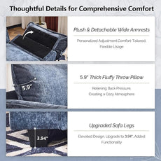 VINGLI Cloud Navy Blue Single Chair with Armrest