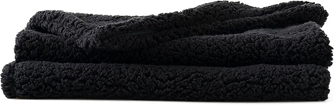 Reafort Ultra Soft Sherpa Euro Sham Pillow Case 26"x26" Replacement with Zipper Closure (Black, 26"x26" Euro Sham)
