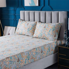 FADFAY Sheets Set Twin Shabby Gold Floral Bedding Classic Vintage Farmhouse Bedding Set Elegent Royal Print Bed Sheet Set 100% Cotton Ultra Soft Deep Pocket Fitted Sheet 4-Pieces Twin Size