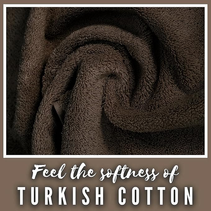 Personalized Towels, Hotel & Spa Quality, Super Soft, Highly Absorbent, 100% Turkish Genuine Cotton Monogrammed 2 Piece Bath Towel Set for Bathroom, Spa, Gym, Shower, Pool, College Dorm, Dark Brown