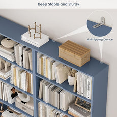 FOTOSOK 6-Tier Open Bookcase and Bookshelf, Freestanding Display Storage Shelves Tall Bookcase for Bedroom, Living Room and Office, Blue