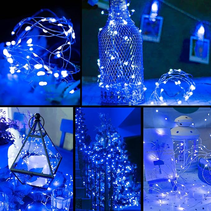 ZGWJ Fairy Lights Battery Operated, 12 Pack Blue Twinkle String Lights 20 LED 7FT Mason Jar Lights for Bedroom, Halloween, Christmas, Party Indoor and Outdoor Decoration