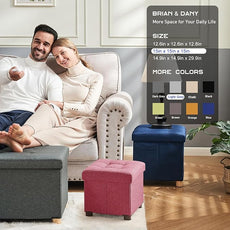 BRIAN & DANY 15 Inches Ottoman with Storage, Square Small Storage Ottoman Foot Rest with Legs, Ottomans Foot Stool for Dorm, Living Room, Entryway (Hot Pink)