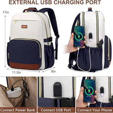 Laptop Backpack for Women Bookbag: 15.6 inch Work School Backpacks with Pouch Pocket for Large Capacity Cup & USB Charger College Book Bag Travel Business Nurse Teacher Bookbags Anti-theft Back Pack