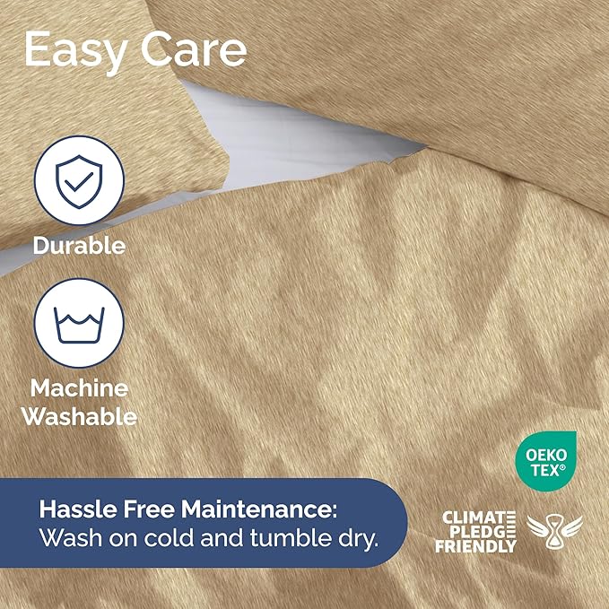CGK Unlimited Duvet Cover Queen Size Set - Extra Soft Queen Size Duvet Cover 90 x 90 with 2 Pillow Shams - Hotel Quality w/Zipper Closures & Ties - Bedding and Bed Linens Set (Heathered Tan)