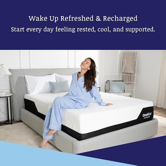 Classic Brands Cool Gel Chill Memory Foam 14-Inch Mattress with 2 BONUS Pillows |CertiPUR-US Certified |Bed-in-a-Box, Queen