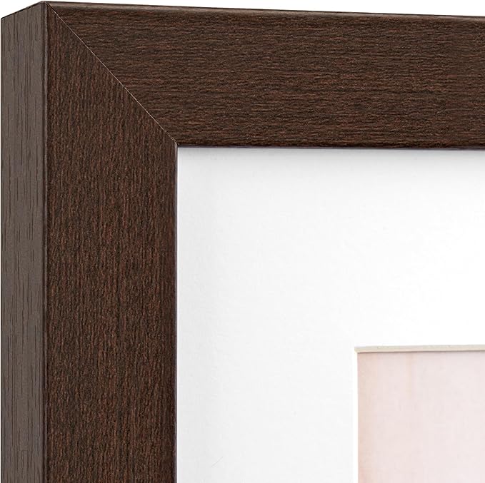 20x24 Picture Frame with Mat for 16x20 Set of 3, Dark Brown Wood Grain 20x24 Frame for Wall Mounting (3 Pack, Walnut)