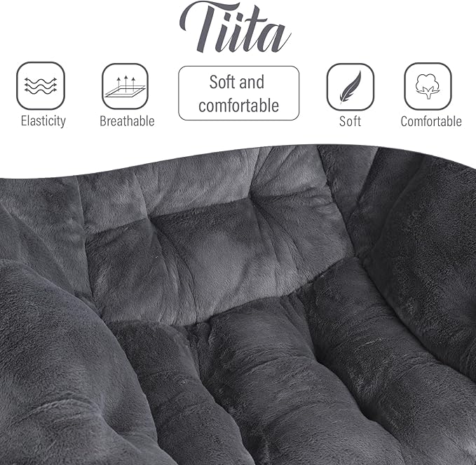 Tiita Lazy Chair with Ottoman, Modern Large Accent Lounge Chair, Leisure Sofa Armchair with Ottoman, Reading Chair with Footrest for Bedroom, Living Room, Dorm Rooms, Garden and Courtyard