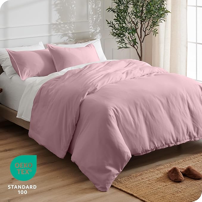 Bare Home Bedding Duvet Cover Extra Long Size - Premium 1800 Super Soft Collection - Lightweight, Cooling - Soft Breathable Bedding Duvet Cover (Twin/Twin XL, Dusty Pink)
