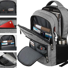 17 Inch Laptop Backpack, Business Anti Theft Slim Durable Laptops Backpack with USB Charging Port, Water Resistant College Computer Bag Gifts for Men & Women Fits 15.6 Inch Notebook-Grey