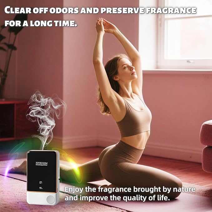 Waterless Essential Oil Diffuser for Home & Office Cordless Battery Operated Aroma Diffuser with 7 Mist Levels, Ultrasonic Air Freshener for Large Rooms Bedroom Bathroom Car Small & Portable