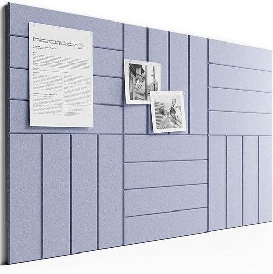 Bumusty Large Cork Board Alternative-36 x24 Felt Bulletin Board Tiles, with 30 Pushpins, 40 Adhesive Tabs, 6-Pack Slat Wall Paneling, Cork Boards for Office Push Pin Board Felt Board-Soft Periwinkle