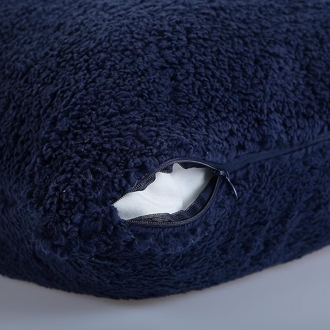 Reafort Ultra Soft Sherpa Body Pillow Cover/Case with Zipper Closure 21"x54" (21"x54" Body Pillow Cover, Navy)