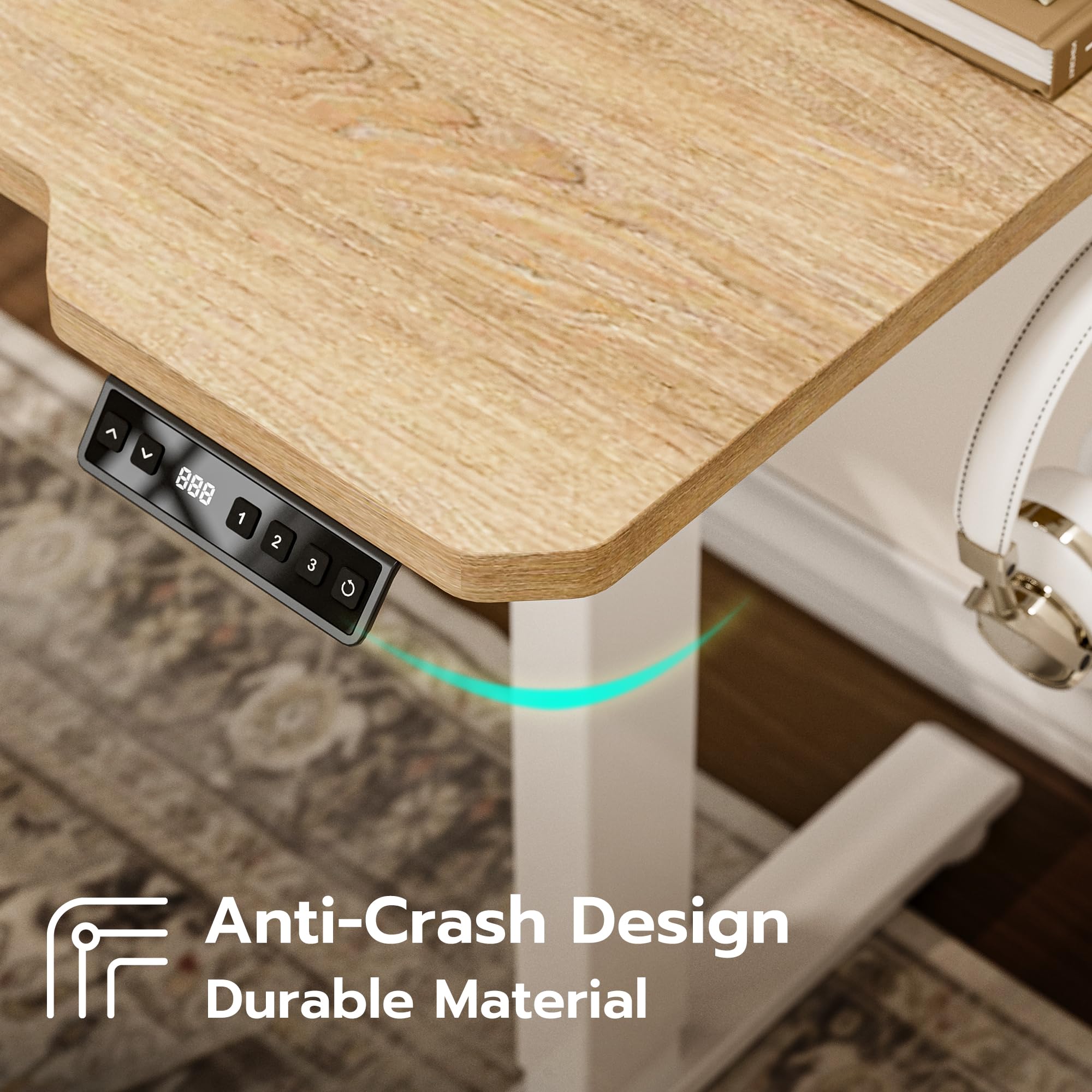 51" Reversiable L-Shaped Electric Standing Desk Adjustable Height Gaming Stand Up Corner Desk Sit Stand Home Office Computer Desk with Splice Board,Black Top Dormly