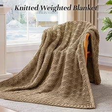 Knitted Weighted Blanket for Adult, Chunky Knit Weighted Throw for Sleep 80