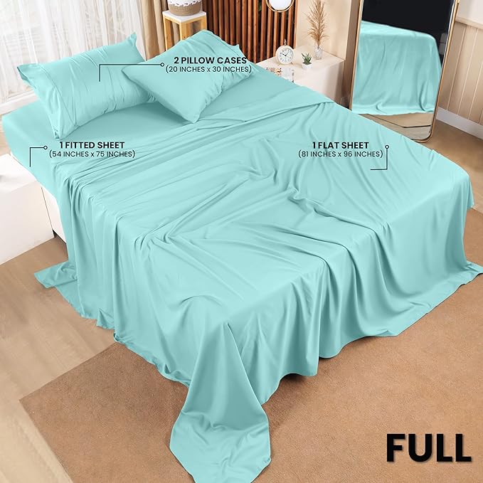 Utopia Bedding Full Bed Sheets Set - 4 Piece Bedding - Brushed Microfiber - Shrinkage and Fade Resistant - Easy Care (Full, Spa Blue)