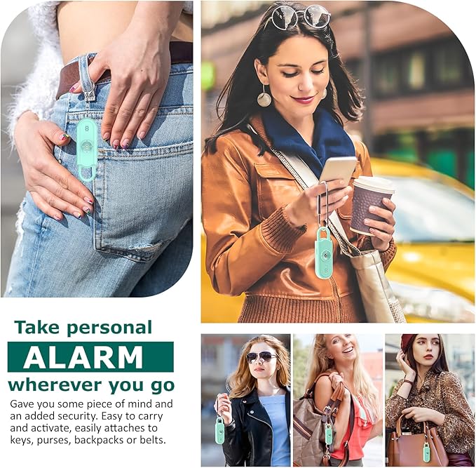 Personal Safety Alarm for Women Girls, 130dB Loud Siren with Key Chain, SOS Strobe Light, Flashlight, Double Speakers Help Kids/Elders/ Students Emergency Call, Stocking stuffers Gift for Self Defense
