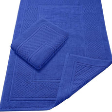 Avalon Towels Blue Bath Mat - 100% Cotton Set of 2 Absorbent Bathmat - Bathroom Mats Quick Dry Bath Mats for Bathrooms (22x34 Inches)