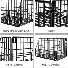 Stackable Wire Storage Baskets for Kitchen Closet Pantry, Hanging Closet Organizers Storage Shelves Organization, Wall Mount Metal Basket Bins, Clothing Vegetable & Fruit Organizer 5 pcs