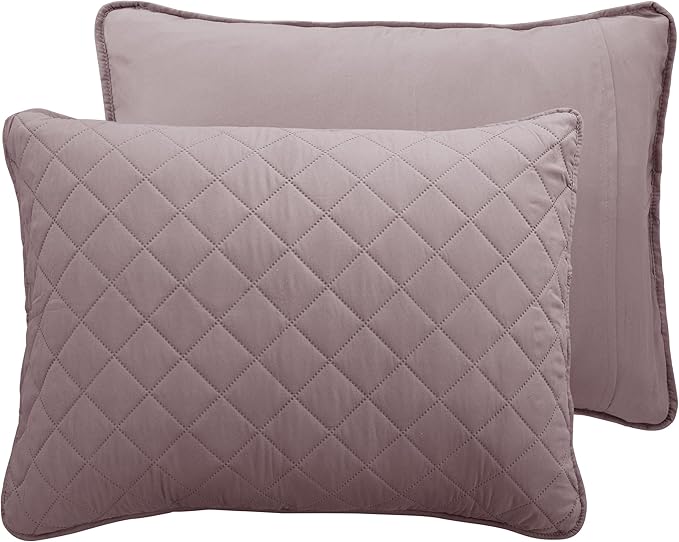 Easy-Going Twin Size Reversible Quilt Set with 1 Quilt and 1 Pillow Sham, Soft Bed Quilt Cover, Water Resistant Lightweight Microfiber Bedspread, Stain Resistant, Pink/Beige