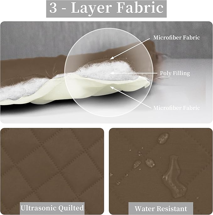 Easy-Going Full/Queen Size Reversible Quilt Set with 1 Quilt and 2 Pillow Shams, Soft Bed Quilt Cover, Water Resistant Lightweight Microfiber Bedspread, Stain Resistant, Camel/Ivory