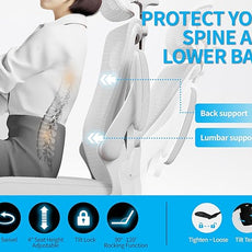 White Ergonomic Office Chair: Mesh Desk Chair Comfy with Adjustable Lumbar Support 400lbs High Back Computer Gaming Chair - Big and Tall Office Chairs with Extra Wide Seat-Adults Home Office