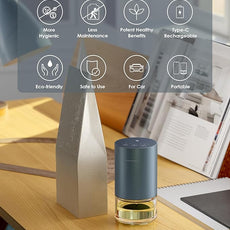 Airversa Essential Oil Diffuser Waterless Aromatherapy Diffusers for Home Large Room, Bedroom, Car, Office, Desk, Battery Operated, Small Diffuser for Pure Scent, 100mL Capacity, AN9 (Gray)