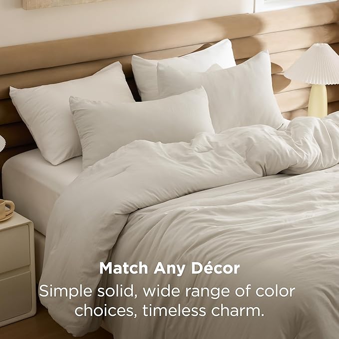 Bedsure Full Size Comforter Set, Beige Soft Prewashed Bedding for All Seasons, 3 Pieces GentleSoft™ Warm Down Alternative Bed Set, 1 Lightweight Comforter (82"x86") and 2 Pillowcases (20"x26")