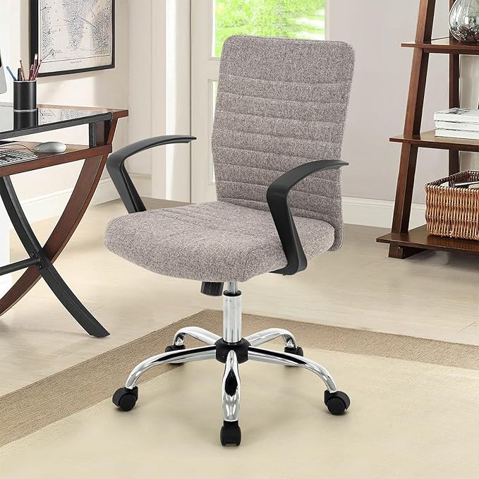 422 High Back Ribbed Office Chair Ergonomically Designed with Armrest Executive Swivel Computer Chairs with Wheels for Conference Study Leisure(Light Grey)
