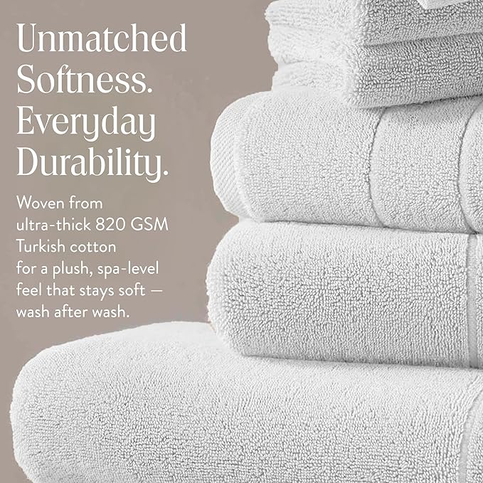 Brooklinen Super-Plush Bath Sheet and Hand Towel Set - 2 Bath Sheets 2 Hand Towels - Cotton, Highly Absorbent (Solid White)