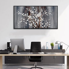 Wall Art for Living Room Large Modern Wall Decor Canvas Paintings for Wall Decorations White Flower Brown Bedroom Office Artwork Plum Blossom Art Prints Framed 20×40IN