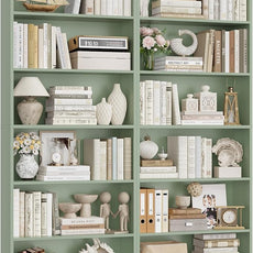 FOTOSOK 6-Tier Open Bookcase and Bookshelf Set of 2, Freestanding Display Storage Shelves Tall Bookcase for Bedroom, Living Room and Office,Green