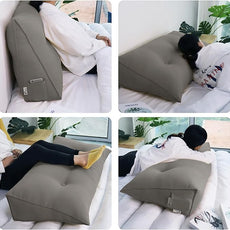 WOWMAX 85% Linen 15% Cotton Blend Headboard Pillow – Queen Size Reading Wedge Backrest for Bed, Handmade Firm Support Bolster Cushion with Removable Cover, Premium Bed Rest Pillow, Light Gray