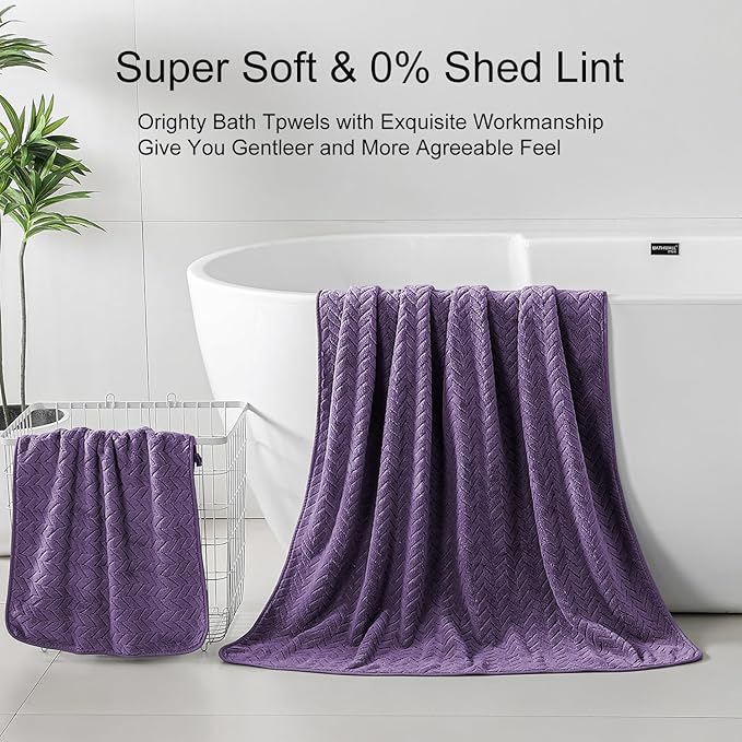 Ferdilan 8 Pack Bath Towel Set, 2 Extra Large Bath Towel Sheets, 2 Hand Towels and 4 Washcloths Ultra Soft and Absorbent Chair Towels for Bathroom, Quick Dry Towel for Home Hotel,Purple