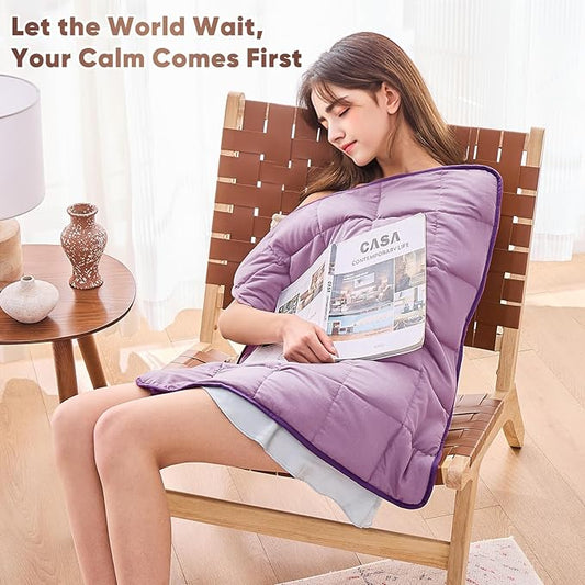 Purple Weighted Lap Blanket for Adults 5lbs, 29"x33" Cooling Heavy Throw Blanket, Portable Travel Weighted Blankets, Soft Small Blankets Gift for Sleeping