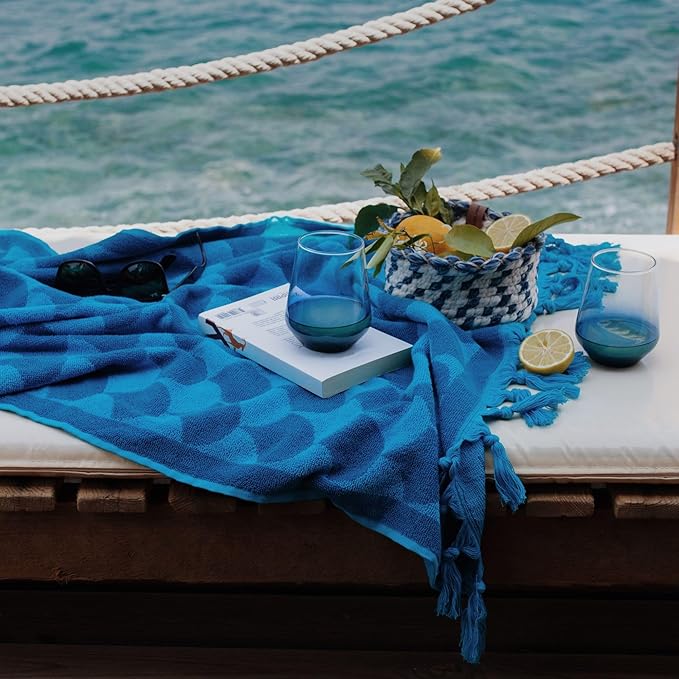 sea me at home 100% Turkish Cotton Bath, Beach, and Pool Towel with Unique Design - 31x62 Inches (Ocean Breeze)