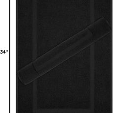 Cotton Paradise 100% Cotton Bath Mats for Bathroom Floor Set of 2 Pack, 20x34 Soft Absorbent Washable Quick Dry Tub Bathmat, Black Towel Bath Mat