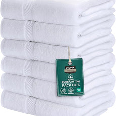 Utopia Towels 18 Pack Bath Towel Set (24 x 48 Inches), 500 GSM 100% Ring Spun Cotton Medium Lightweight and Highly Absorbent Quick Drying, Premium Towels for Hotel, Spa and Bathroom (White)