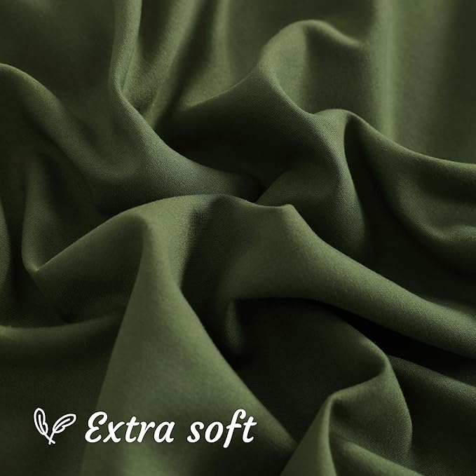 NTBAY Queen Pillow Cases Set, 2 Pack Brushed Microfiber 20x30 Inches, Olive Green with Envelope Closure, Soft, Wrinkle, Fade, Stain Resistant