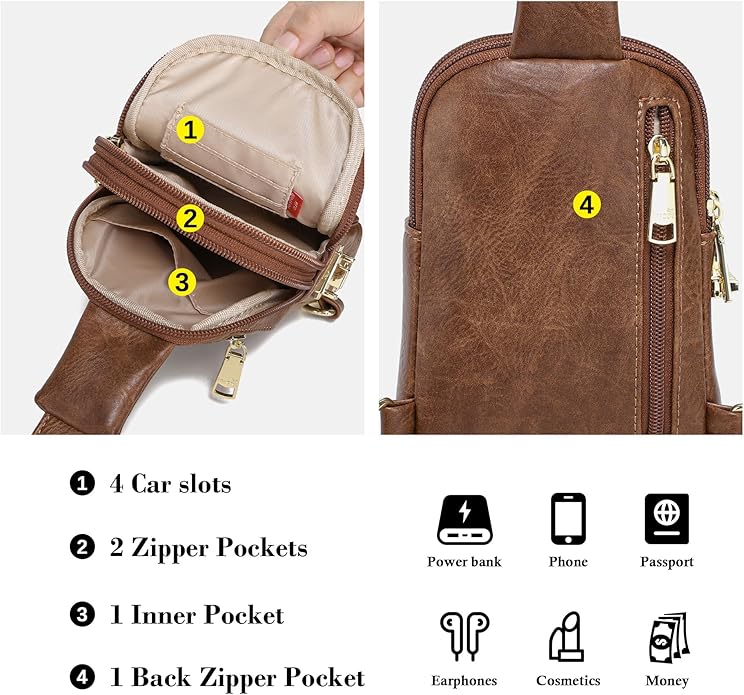 INICAT Travel Small Crossbody Sling Bags Women Cross Body Purses Passport Holder Vegan Leather Fanny Packs Birthday Gifts