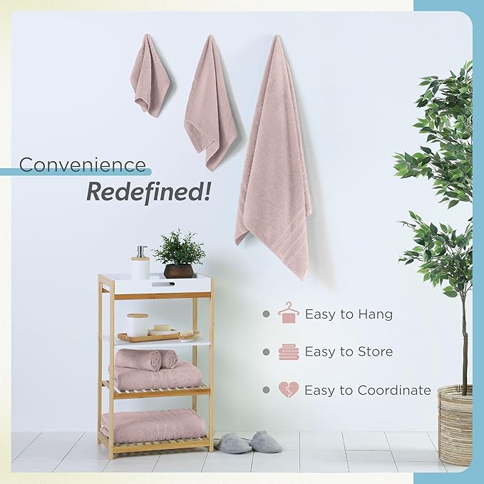 Martex 6-Piece Towel Set – Ultimate Performance – 100% Cotton – 2 Bath Towels – 2 Hand Towels – 2 Wash Cloths – Versatile – Low-Linting – Supersoft & Absorbent Bathroom Set – Easy Care – Crystal Pink