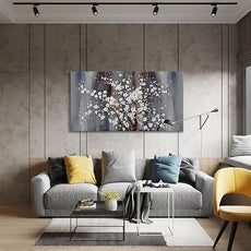 AJAZIKO Plum Blossom Canvas Wall Art Brown Wall Decor Living Room Bedroom Pictures for Over Bed Framed Artwork for Wall Modern Canvas Paintings for Decorations Office Decor