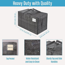 VENO 10 Pack Moving and Storage Bags, Heavy Duty, Alternative to Moving Boxes, Large Packing Totes Supplies for College Dorm Room with Zipper for Clothes, Wide Open Design (Windowpane, 10 Pack)