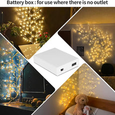 Enchanted Willow Vine Lights, 7.55FT 144LED 1 PCS White Tree Branch Lights for Wall, Remote Timer,8 Light Model,Bedroom Wall Doors Wedding, Christmas, USB Battery Box