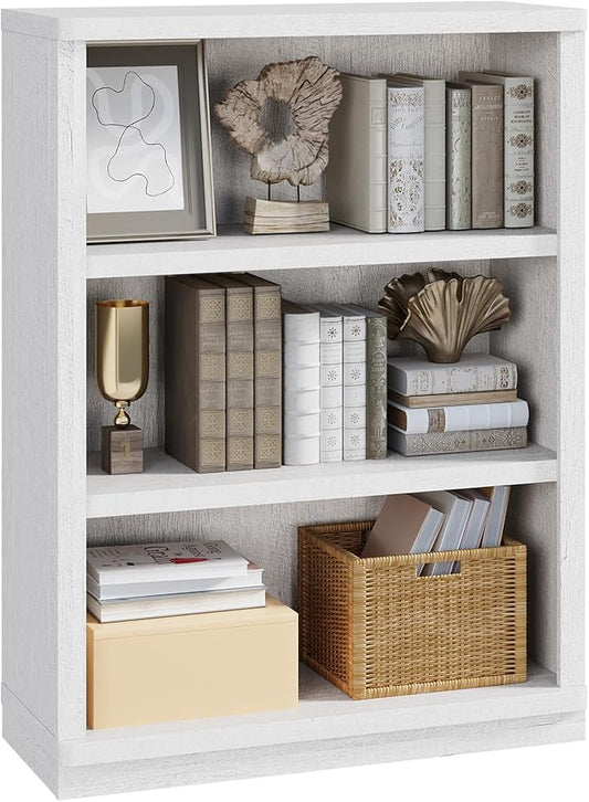 Rresyet 3 -Tier Bookcase and Book Shelf, 31” Wide Bookshelves, Wooden Bookcase Display Storage for Home Office, Living Room and Study Room (White)