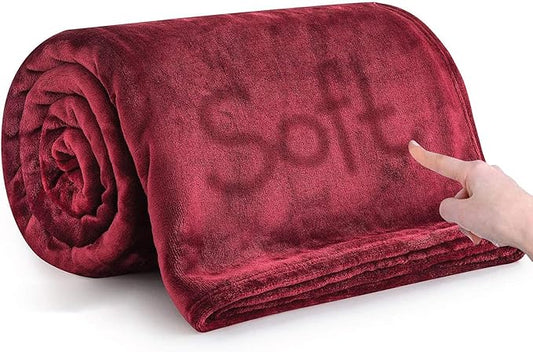 IR Imperial Rooms Fleece Blankets Queen Size 90 x 90 Inches - Super Soft Fluffy Burgundy Throw Blanket for Sofa and Bed - Warm and Cozy Lightweight 400 GSM Microfiber Bed Throws Blankets