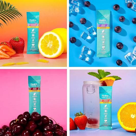 Electrolyte Powder Sugar-Free Hydration Packets Variety Pack HydroMATE 30 Sticks